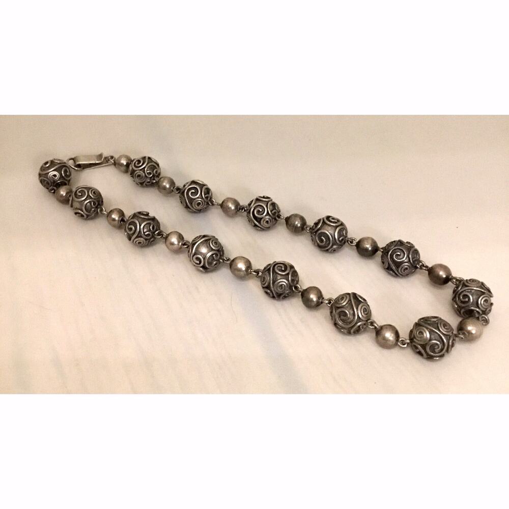 Vintage Carmen Beckmann Mexican Sterling Bead 16.5” Necklace - Picture 5 of 8